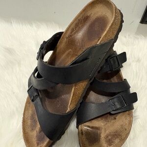 Birkenstock Black Triple-Strap Cork Footbed Sandals